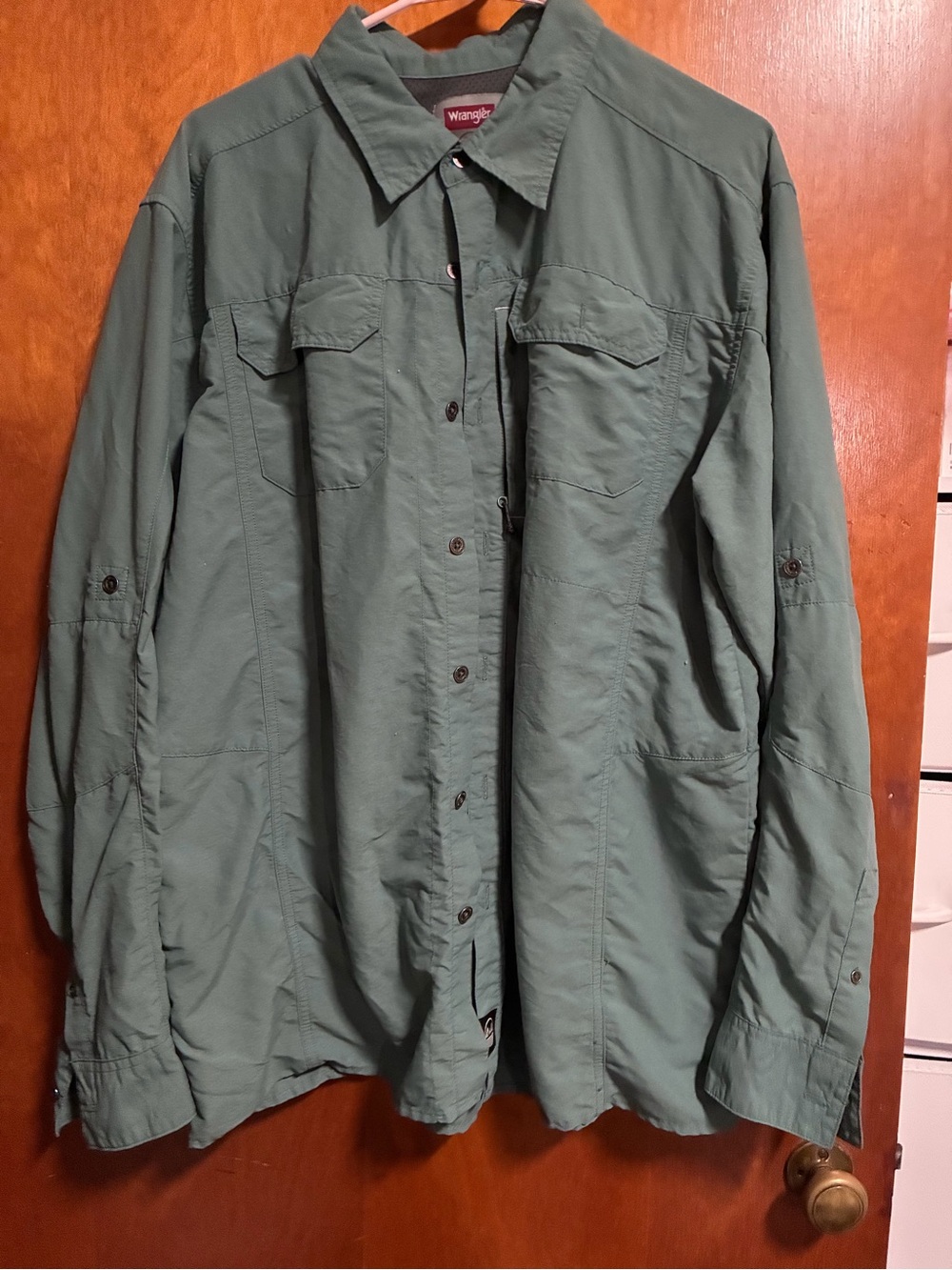 Wrangler Olive Green Military-Style Field Jacket Shirt